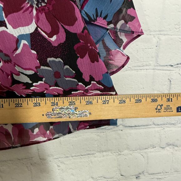 Kasper Blouse Women Plus 3X Floral Cottage Sheer Bell Sleeve Sheer Office Career - Picture 10 of 13